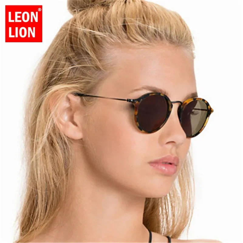 LeonLion Round Sunglasses Women Sunglasses Brand Designer Luxury Vintage Sunglasses Women Mirror Oval Oculos De Sol Feminino