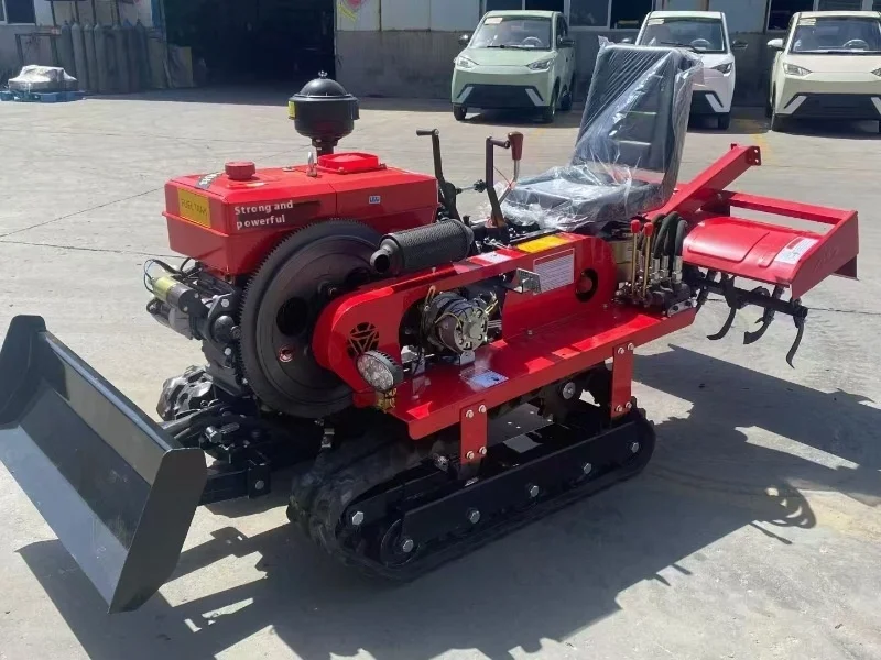 Cheap 35HP 4WD Mini Crawler Tractor Farm Rotary Tiller Garden Tractor with Engine