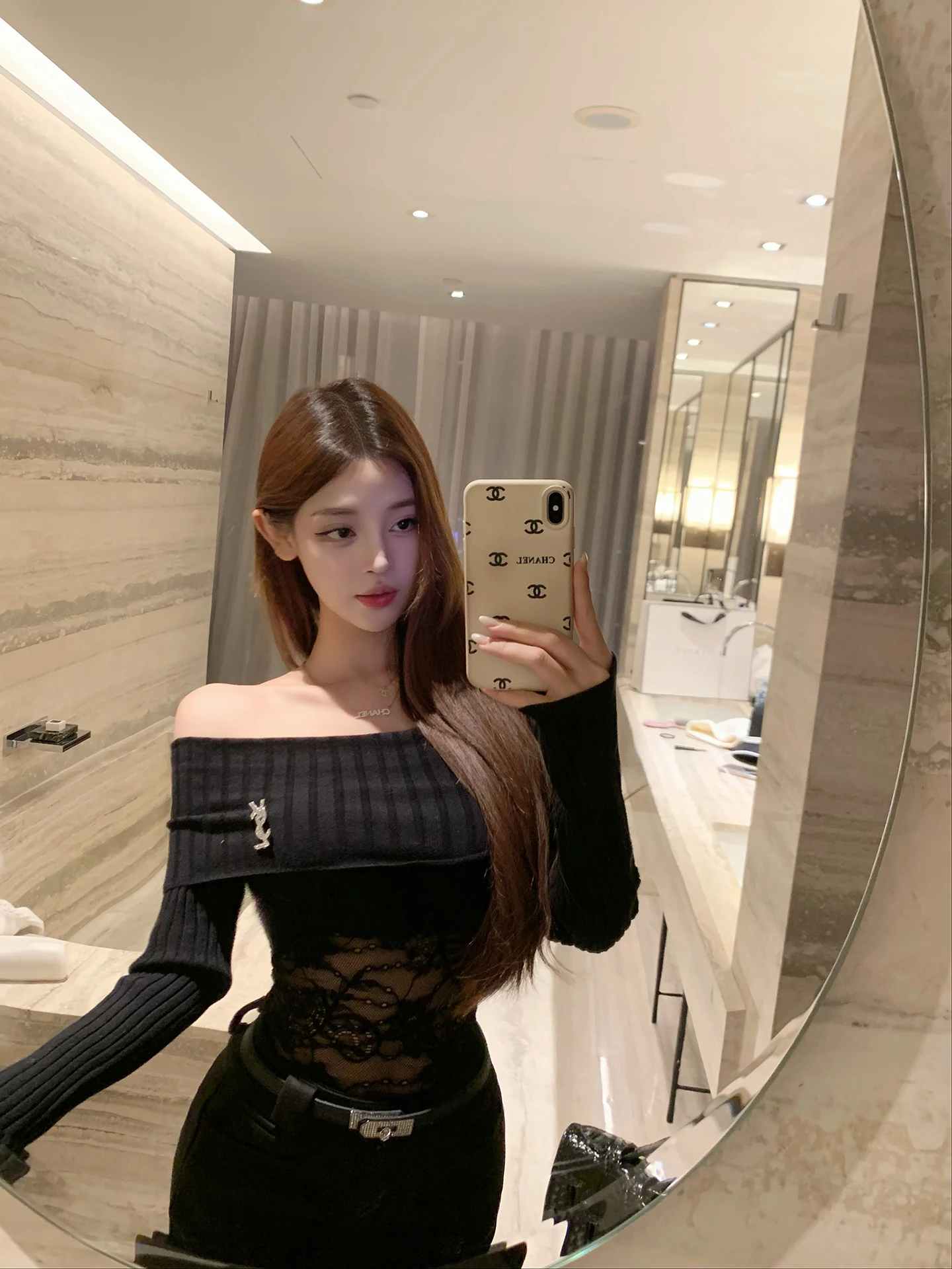 

Luna 2252, новый сексуальный кружевной вязаный топ на одно плечо, длинный све, зимняя мода, женская трикотажная одежда премиум-класса