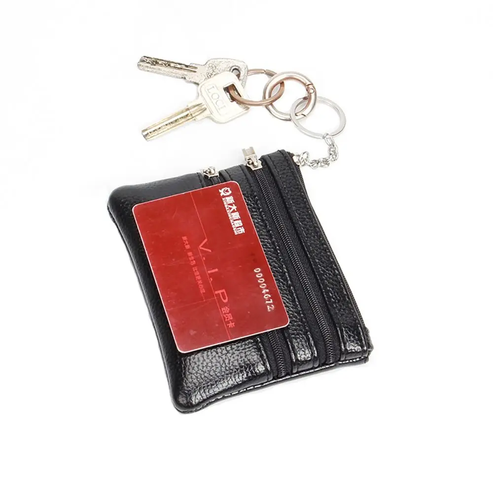 Durable PU Leather Money Coin Purse Waterproof with Key Ring Wallet Money Bag Wear-resistant Zipper Pocket Purse Maiden