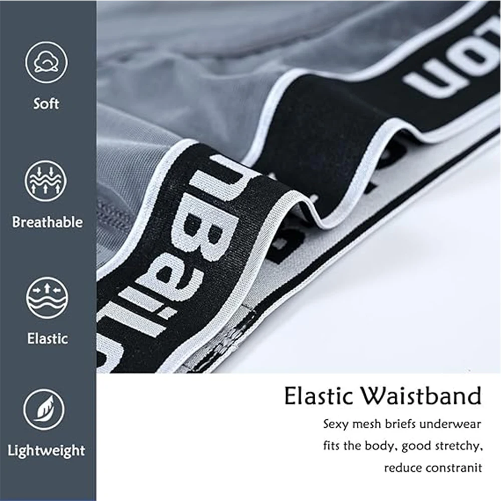 ZONBAILON Men's Sexy Underwear Briefs See Through Mesh Breathable Briefs with Bulge Ball Pouch Brief For Men