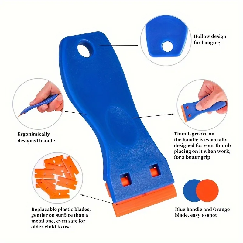 8Pcs Scratch Free Plastic Scraper Label Remover Tool Sticker Decal Glass Film Paint Gasket Remover Cleaning Tool Perfect Valenti