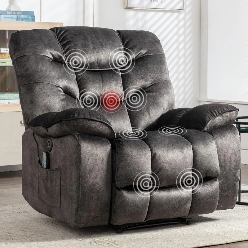 

Oversized Power Recliner Chairs with Massage and Heat, 41" Wide Electric Reclining Chair with USB Port, Breathable Fabric Overst