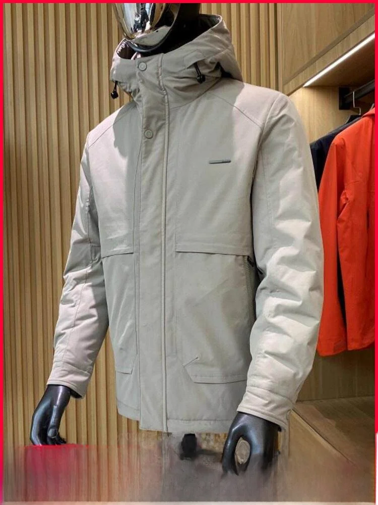 

Men's down Jaet Hooded Windproof Waterproof Busin Casual Warm 90 Du down Filling Zipper Closure Polyester Fiber