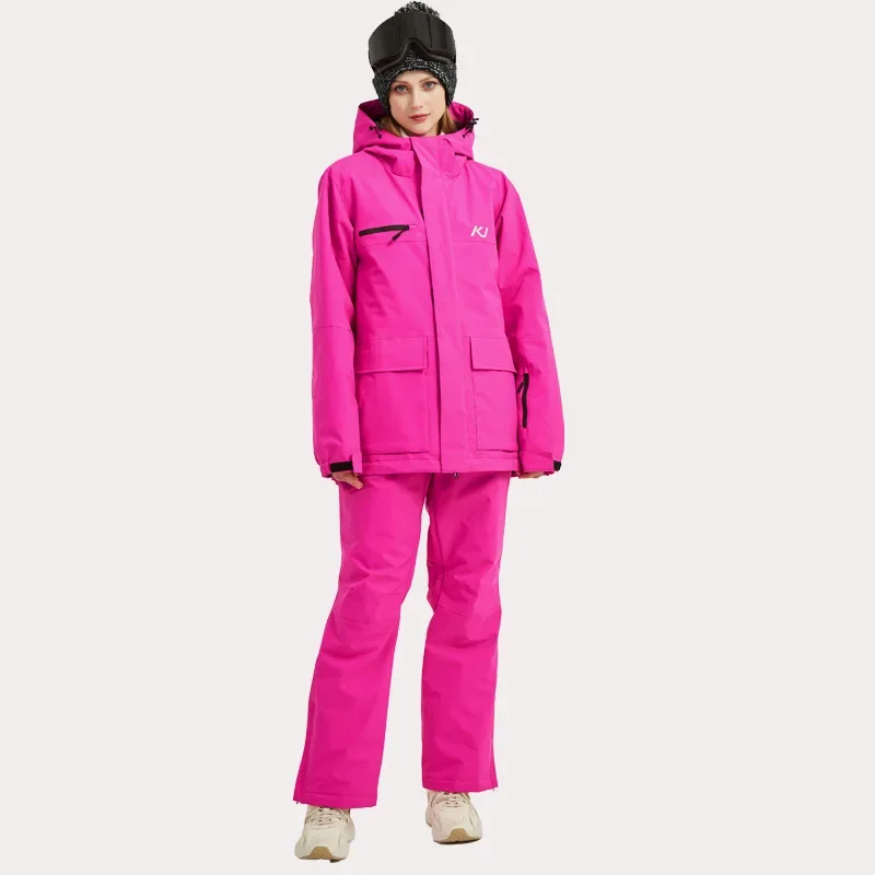 New Baggy Hooded Cold Proof Waterproof Snowboarding Clothing Woman Man Winter Sports Set Breathable Warm Wear Resistant Ski Suit - Image 3