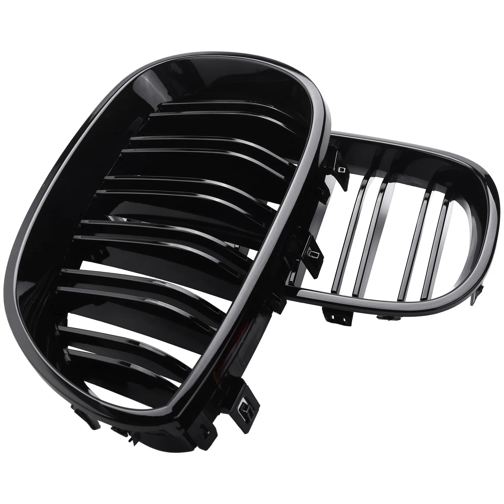 1 para czarny błyszczący przedni Grill nerkowy podwójna listwa podwójna linia maskownica do BMW E60 E61 5 serii 2003-2010 akcesoria samochodowe Coupe