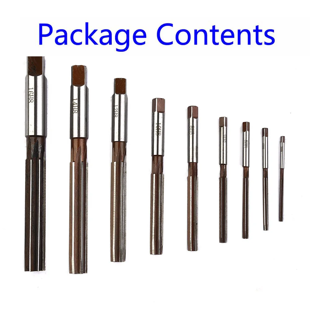 

9Pcs/Set Hand Reamers Shank Chucking Reamer Tool Metal Smooth HSS Engineering Cutter Straight Chucking Kits 9*
