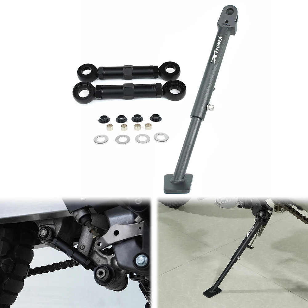 For Kawasaki KLX250 2018-2020 KLX250S 2009-2014 KLX300 2021-2023 Motorcycle Adjustable Kickstand Kick Side Stand &Lowering Links