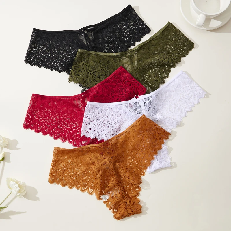 3-teiliges Set Sexy Damen-Tangas, Komfortabel Seidig und Kühl im Griff, Damen-Unterwäsche, Spitzen-Stretch-Tangas, Slips