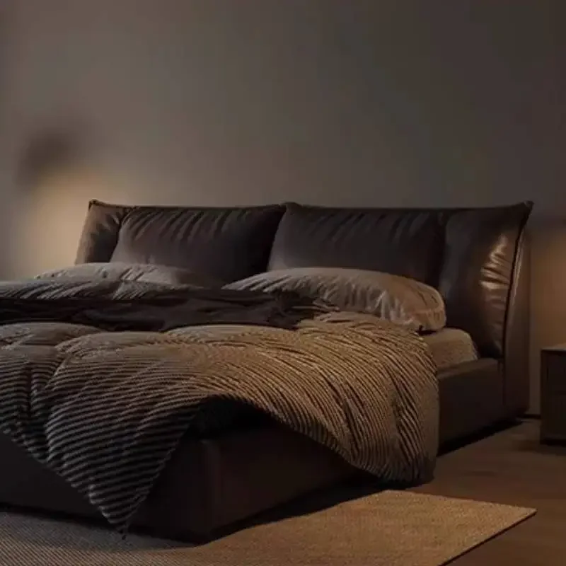 Normal Nordic Double Bed Couples Style Elegant Adults Frame Double Bed Adults Modern Wooden Cama Matrimonial Furniture For Home