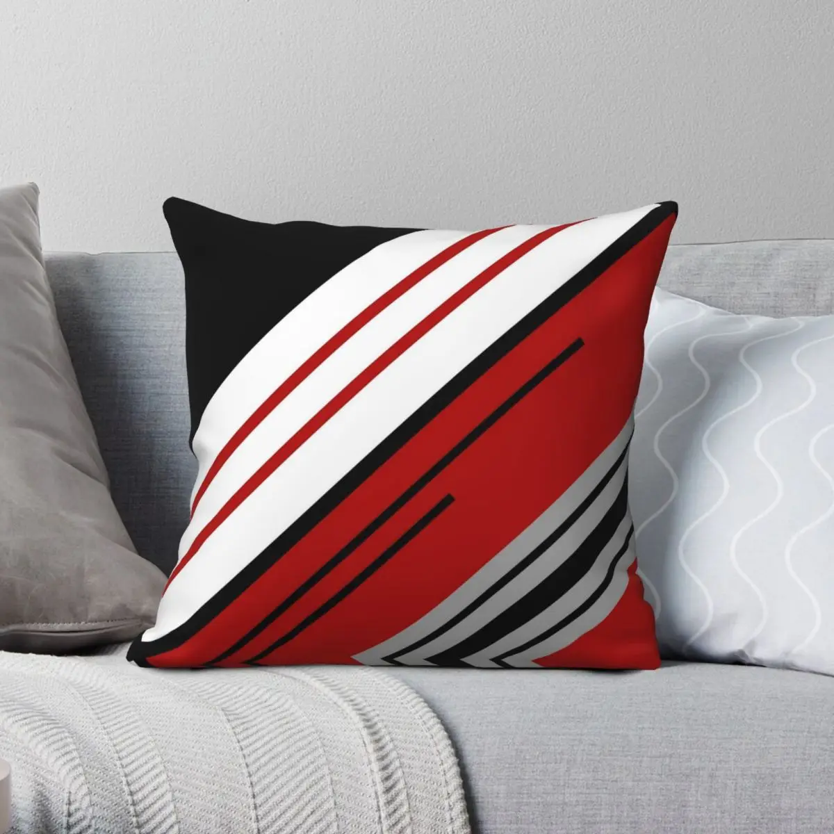 

Diagonal Stripes Geometric Square Pillowcase Polyester Linen Velvet Creative Zip Decorative Pillow Case Home Cushion Case