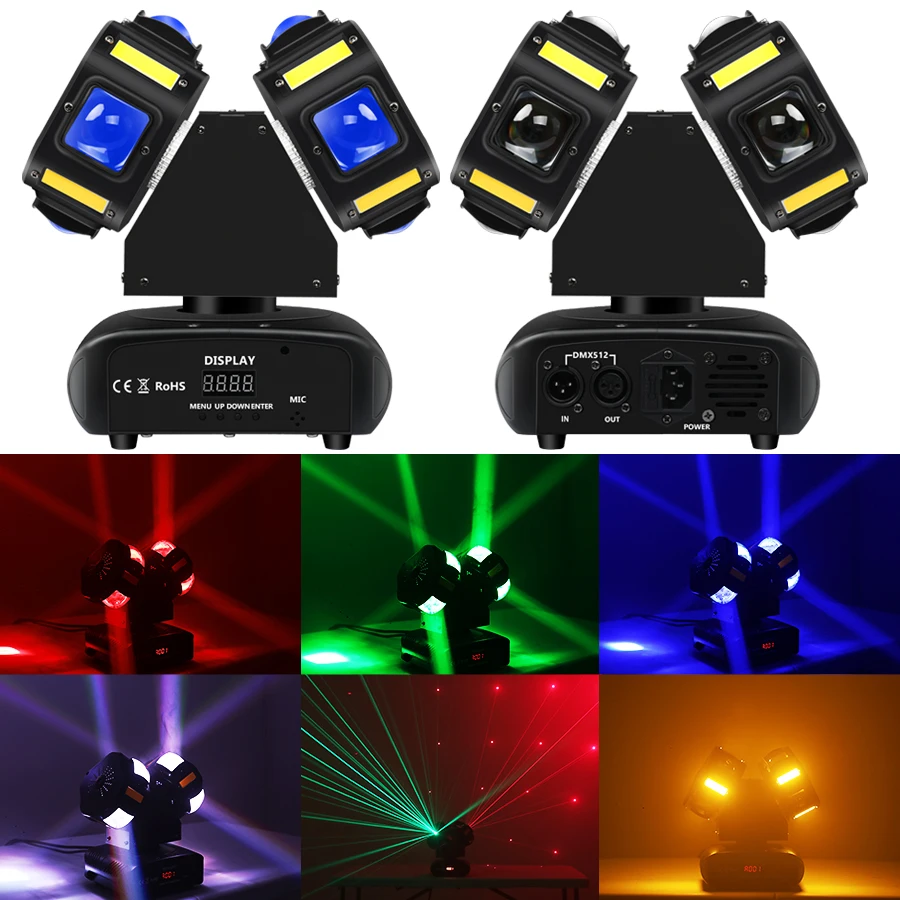 

Stage Moving Head DJ Disco Lights 120W RGBW LED Double Head Beam Strobe Light With Sound Activated DMX Control For Party Wedding