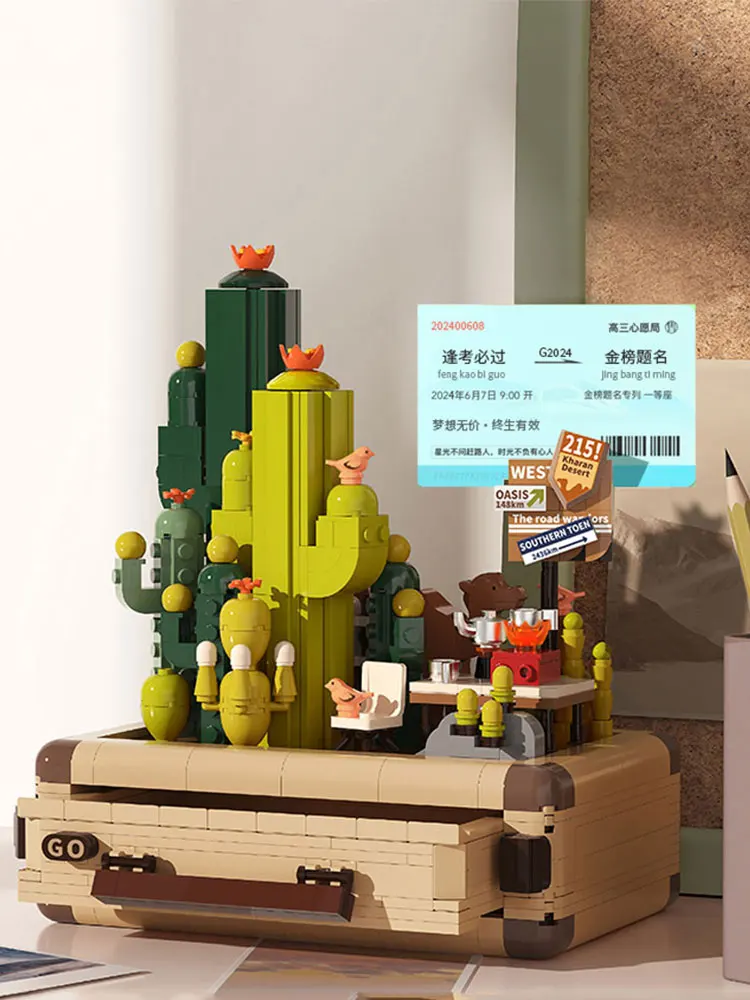 Caja de Almacenamiento con Diseño de Cactus, Rompecabezas para Armar, Regalo de Cumpleaños para Niños y Niñas, Juguete de Ensamblaje para Adultos de la Marca China Zrk, Bloques de Construcción