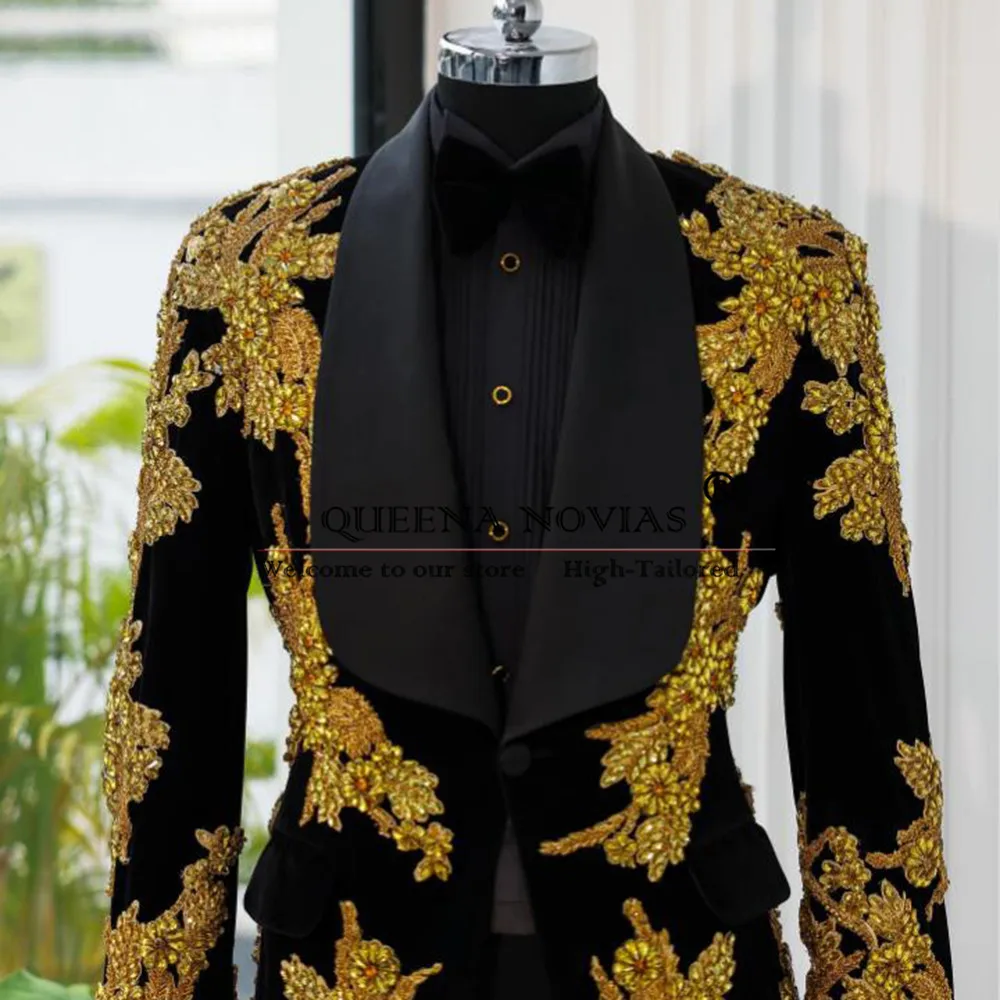 الذهبي المطرزة مطرز البدلة الرجال سليم صالح شال التلبيب العريس الحلل وتتسابق 2 قطعة البدلات الرسمية الزفاف