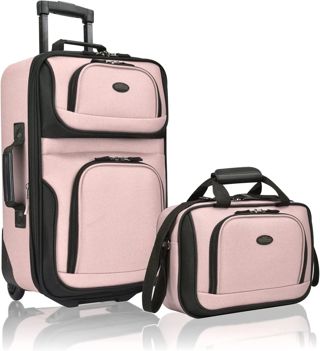 

Lightweight Pink Rolling Carry-on Suitcase with 2-Wheel Set for Easy Travel