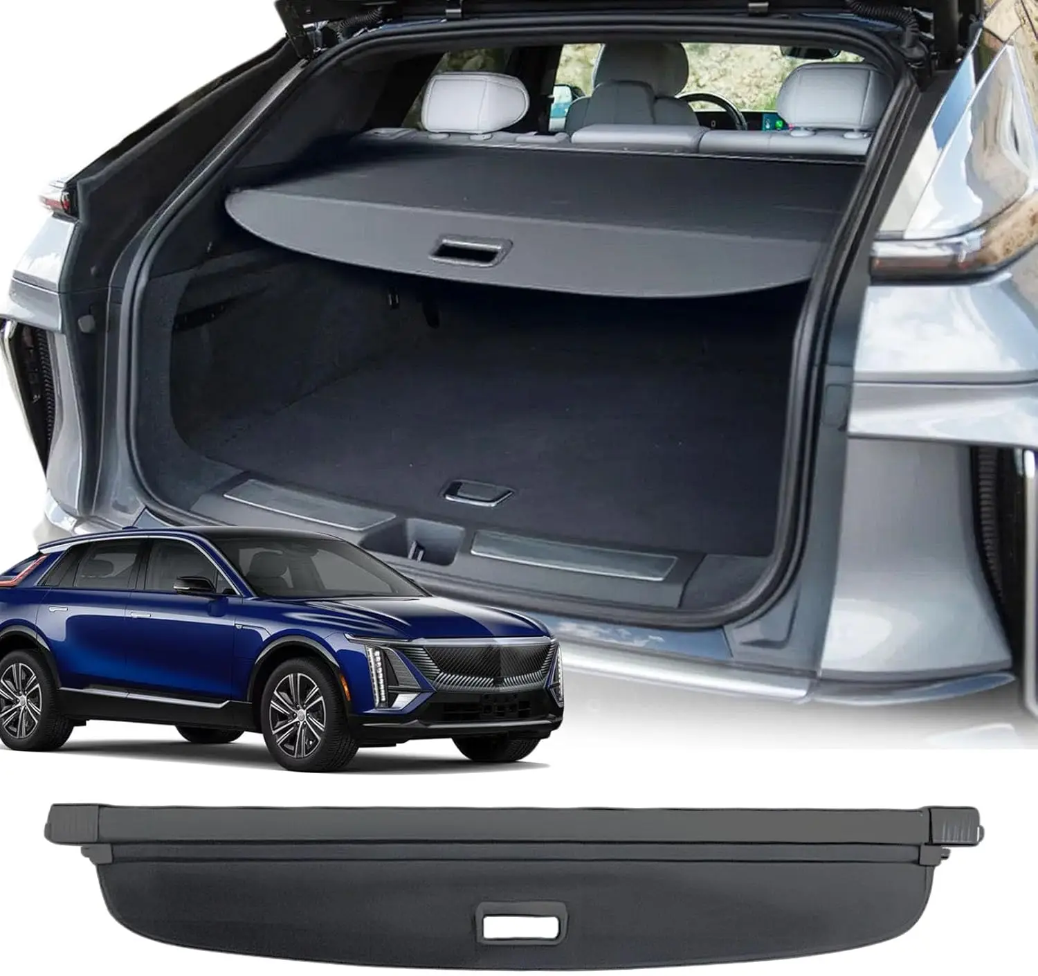 

Cargo Cover for 2023 2024 Cadillac Lyriq Accessories,Canvas Retractable Trunk Cover Privacy Security Screen Luggage Shield Shade