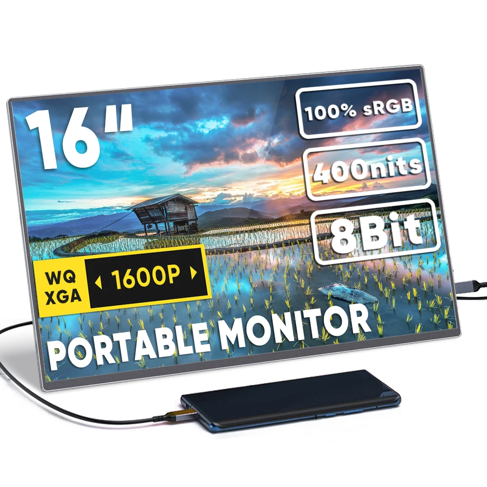ODM OEM 16 Inch 16:10 2.5K IPS Panel Double Screen Laptop Monitor Curved Type-C Portable Display with  Input Speaker Feature