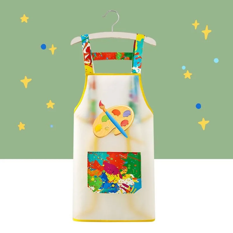 Semi Transparent Cute Kitchen Household Adult Antifouling Apron Sleeveless Waterproof PVC Cartoon Printed Women Aprons Cleaning