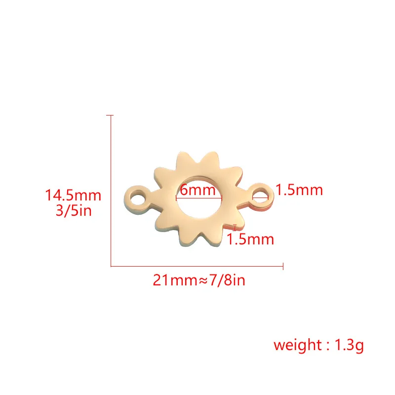 5Pcs/Lot Hollow Sun Flower Charms Stainless Steel Two Holes For DIY Making Necklace Braid Bracelet Jewelry