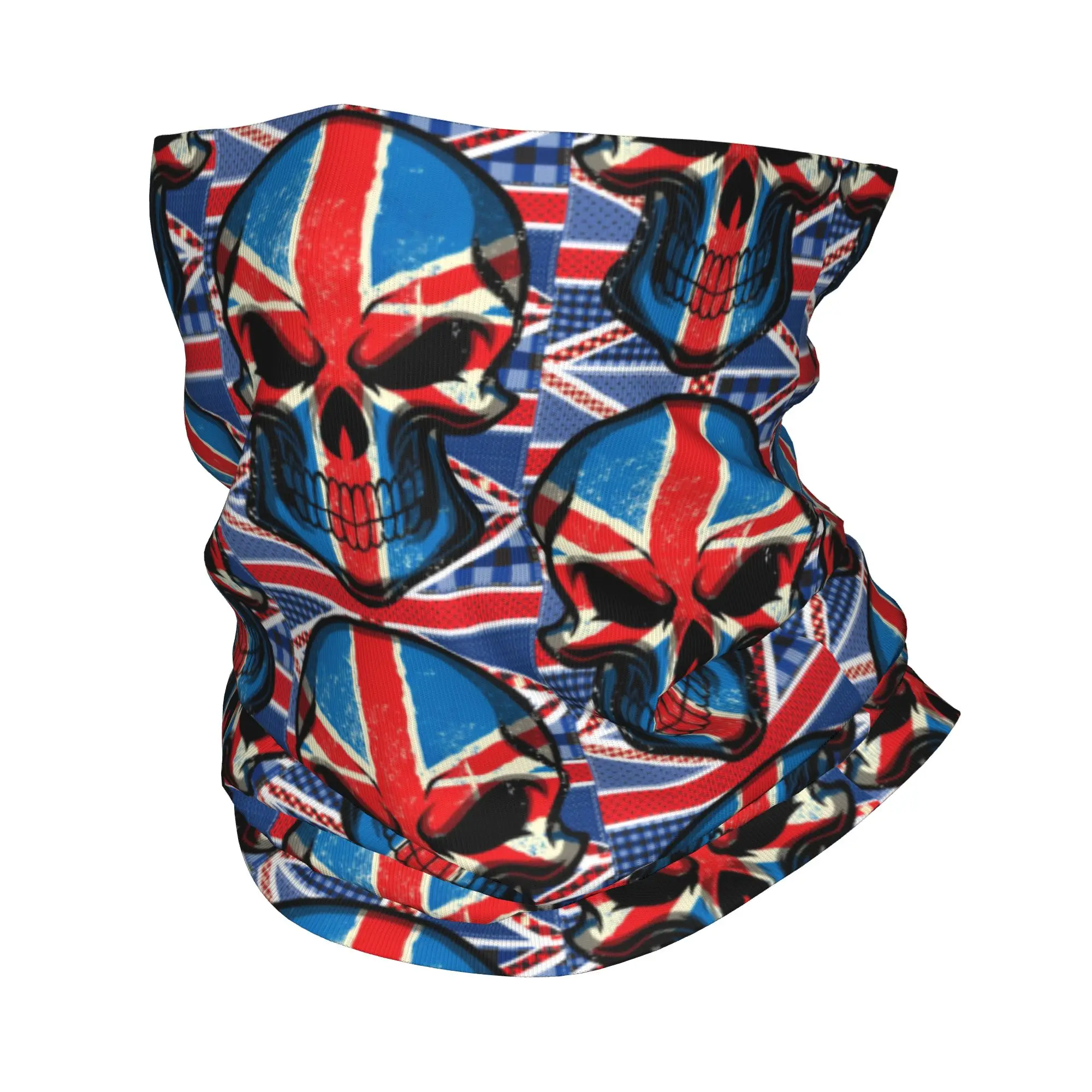 Custom England Uk Flag Skull Bandana Neck Gaiter Windproof Face Scarf Cover Women Men Great Britain Headwear Tube Balaclava
