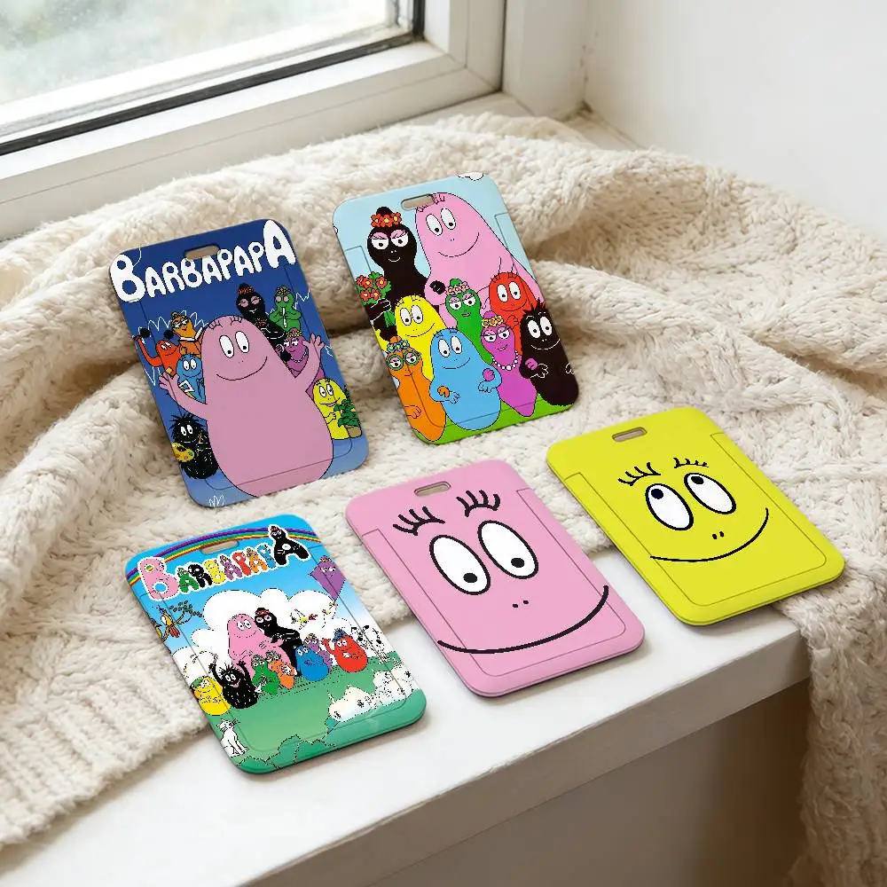 

Милый мультяшный пластиковый чехол для карт B-BarbapapaS с мягким шейным ремешком, прочный держатель для рабочего пропуска, защитный чехол для офисного бейджа