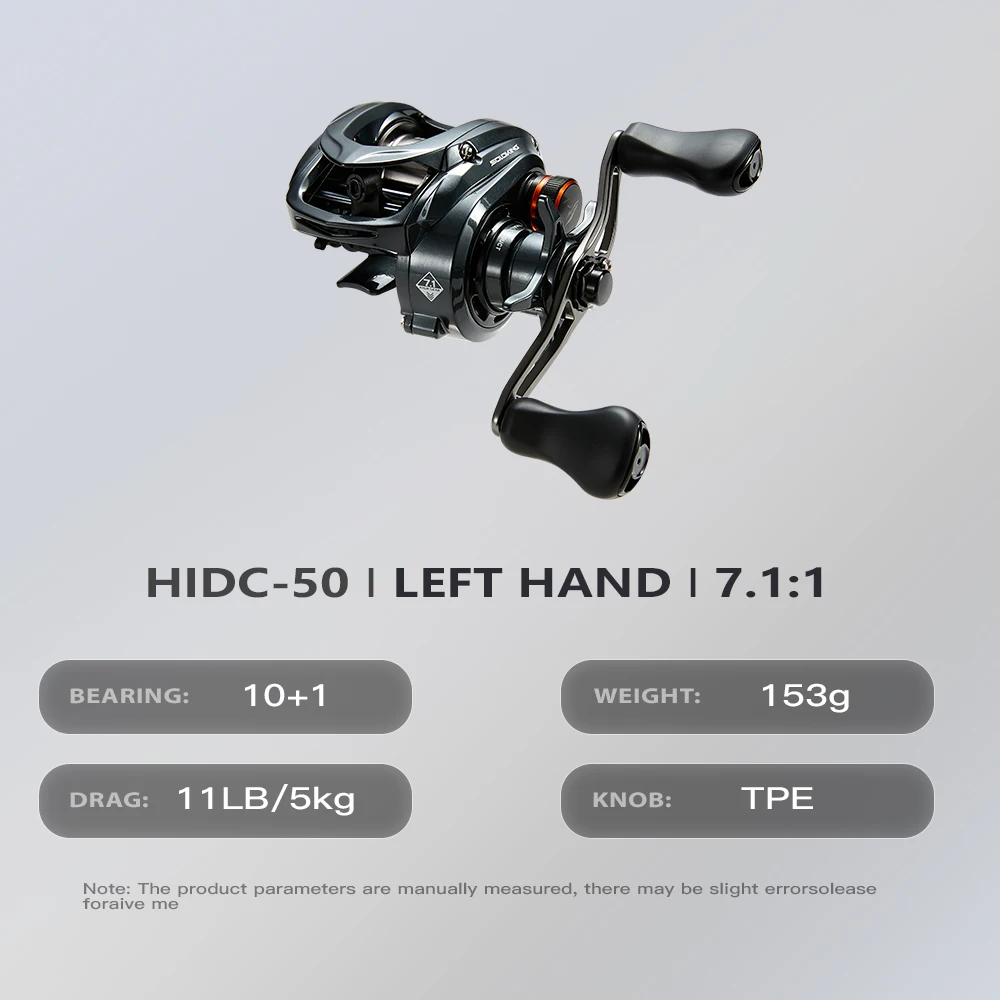 Soloking HIDC DC 152g Carbon Baitcasting Angelrolle 7.1:1 Longcast BFS 10+1 BB Digital Control Baitcaster Rolle Max Bremskraft 5kg