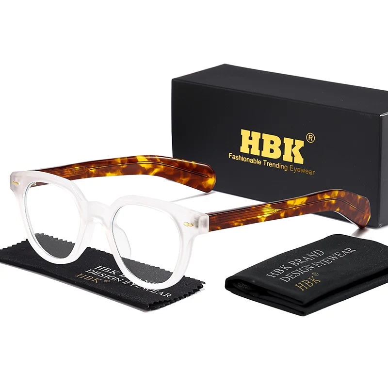 

Очки HBK Retro: Модные мужские круглые оправы из высококачественного TR-90 с ацетатными вставками на дужках, женские, с защитой от синего света