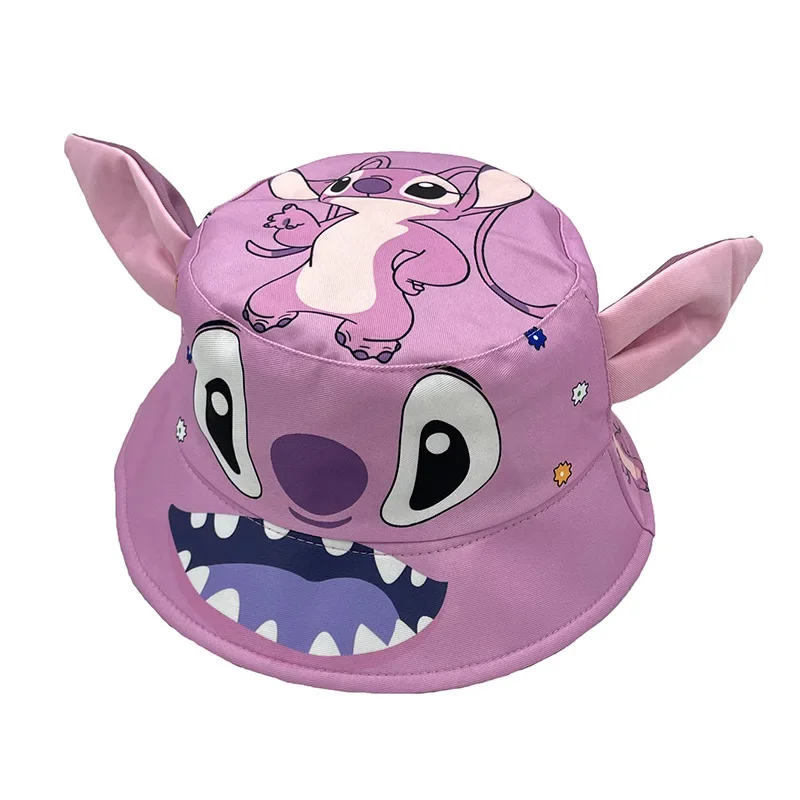 Kawaii Stitch Fisherman Hat MINISO Anime Kuromi Children Three-dimensional Cartoon A Hat with Ears Fashion Dome Pen Hat 2024 New