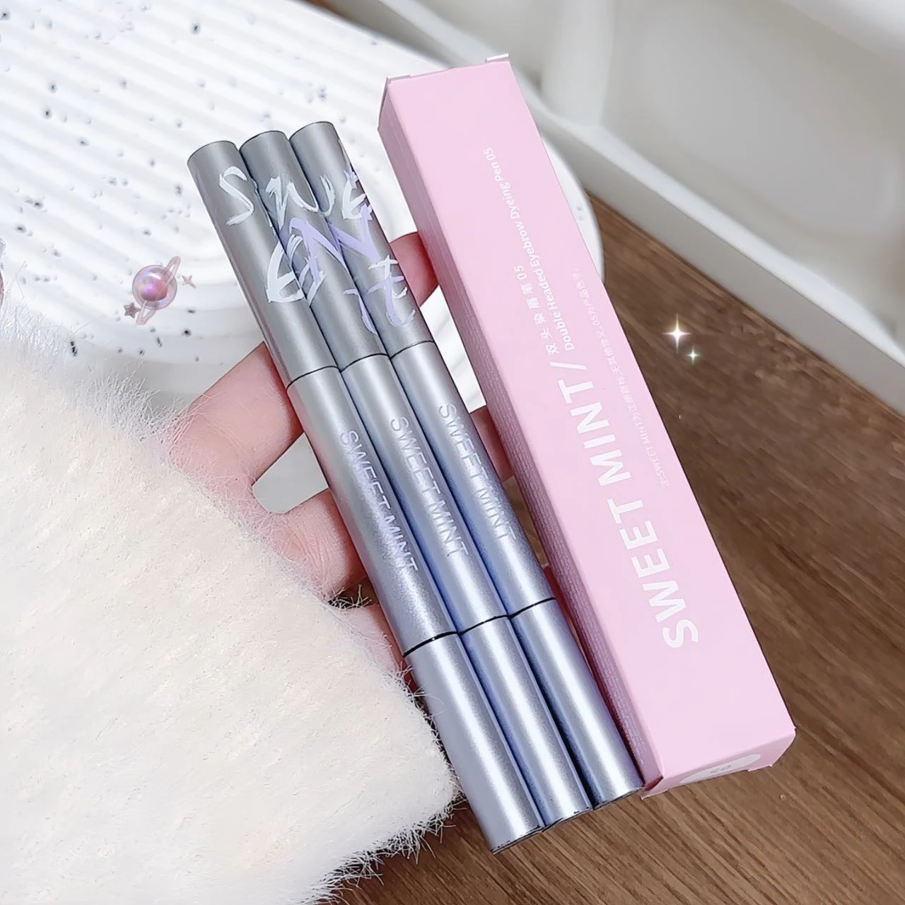 2-in-1 Dual-Ended Eyebrow Pencil & Tinting Mascara, Sweet Mint Natural Smooth,  Waterproof, Long-Lasting, SmudgeProof  Eyemakeup