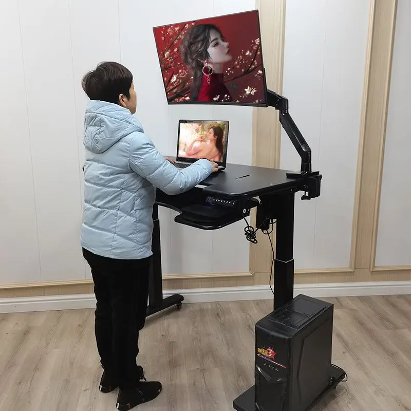 Support de levage mobile de bureau d'ordinateur de bureau support d'ordinateur suspendu pliant