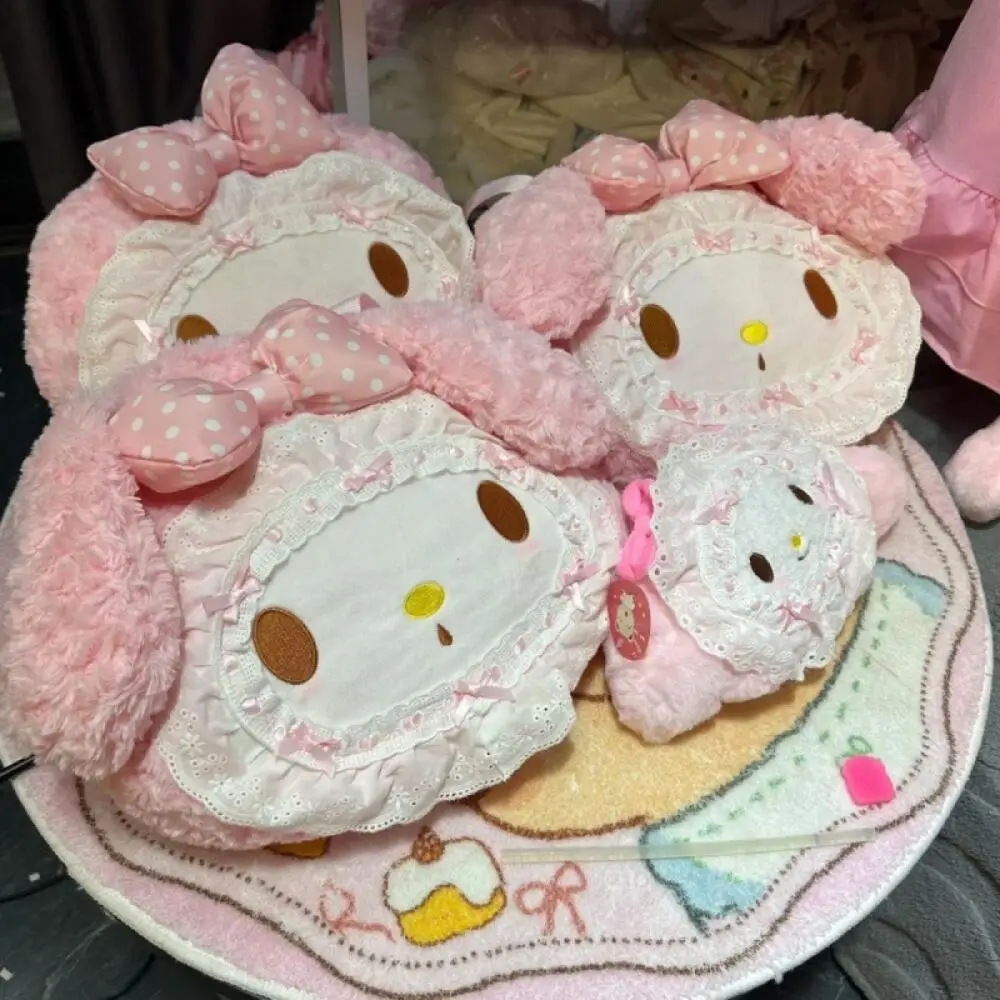 Kawaii Sanrio Melody Pluche kanten rugzak Meisje schoudertas met grote capaciteit student anime cartoon schooltas Vriend verjaardagscadeau