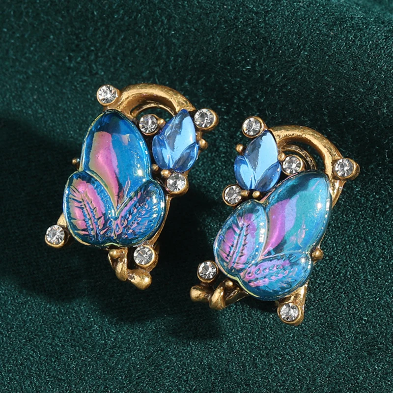 

Vintage Blue Leaf Glaze Purple Earrings For Woman Luxury Quality Jewelry Stud Gold Color Elegant Valentime‘S Wedding Gift 2025
