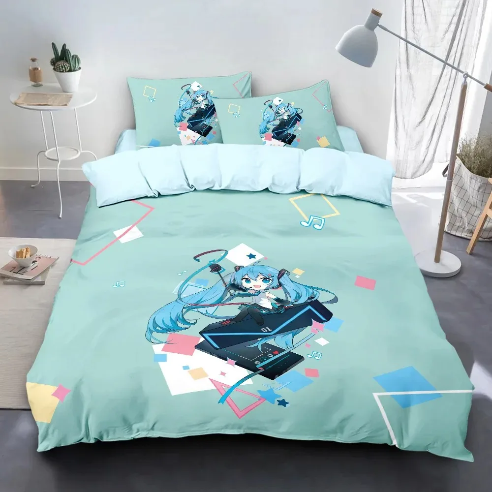 ホット販売-h-初音ミク-3d-寝具セットかわいい日本の漫画布団カバー女の子の寝室の装飾すべてのサイズ