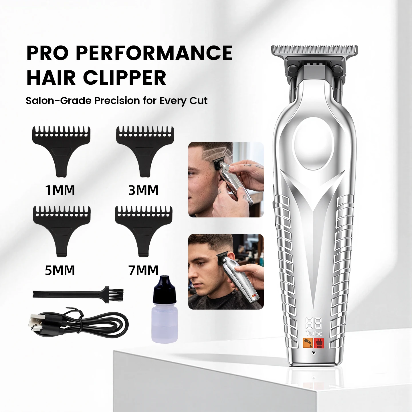 OMUONE Trimmer Rechargeable Hair Clipper Facial Grooming Set Cordless Electric Clipper Professional Hair Trimmer for Men
