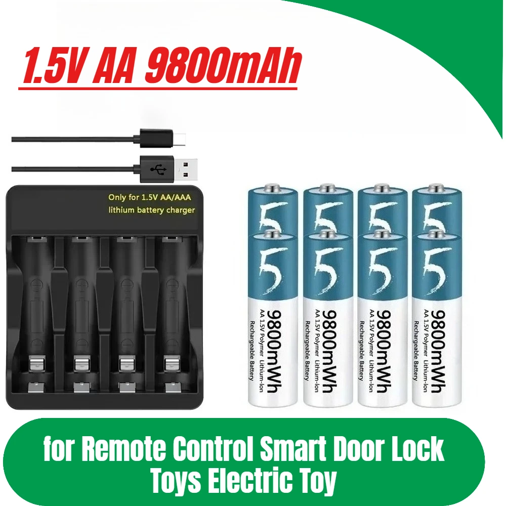 

1.5V AA 9800mAh Rechargeable Lithium-ion Battery AA for Remote Control Smart Door Lock Toys Electric Toy