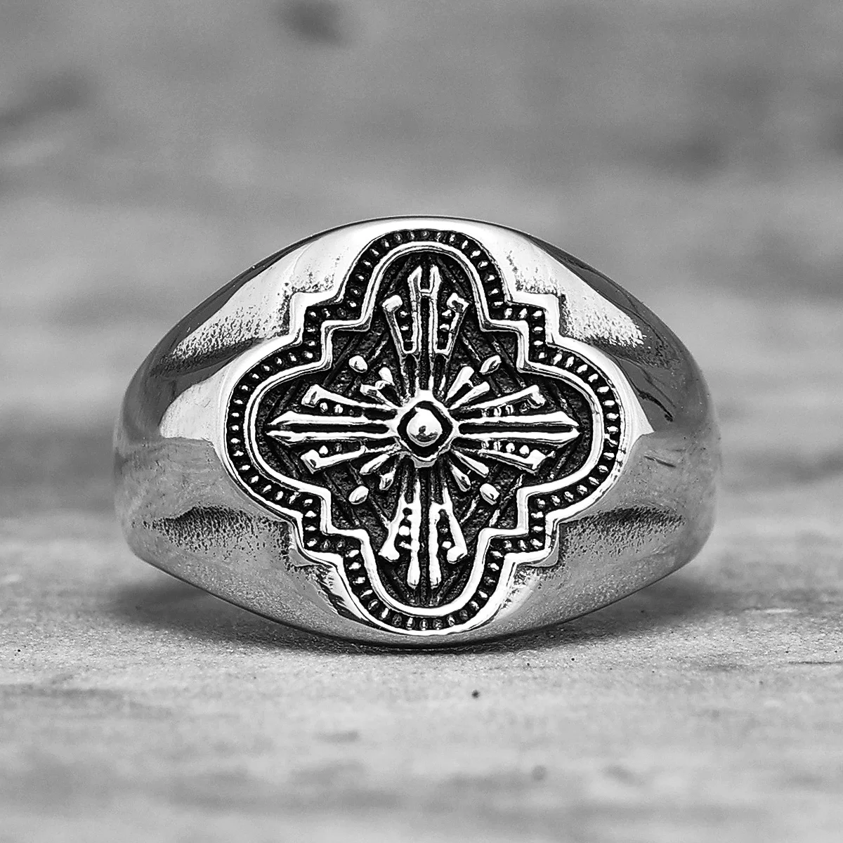 Catholic Church Window Grilles Stainless Steel Mens Rings Religion for Male Boyfriend Biker Jewelry Creativity Gift Wholesale