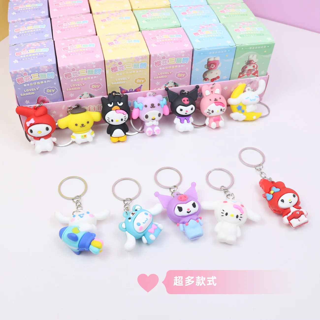 24pcs Cartoon Sanrio Hello Kitty Keychain Kuromi My Melody Pendant Pokemon Holder Key Chain Car Keyring Surprise Toy Kid Gift