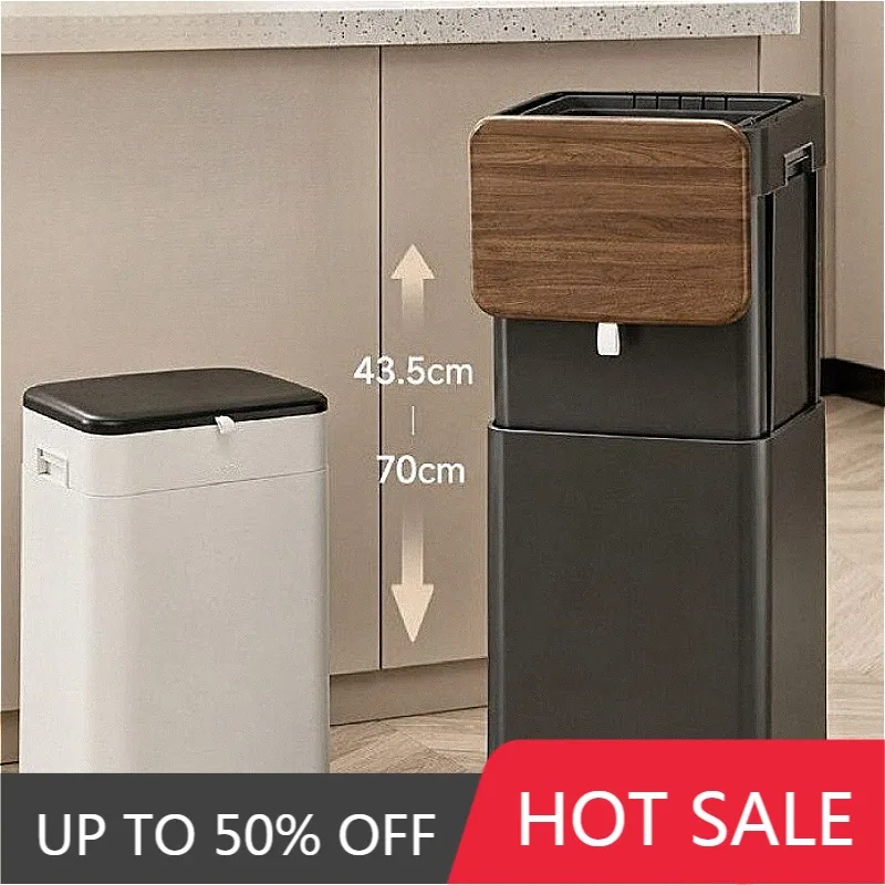 Kitchen Trash Can Large Capacity Adjustable Height 20-liter Luxury Garbage Can Modern Minimalist Food Litter Bins Home Supplies