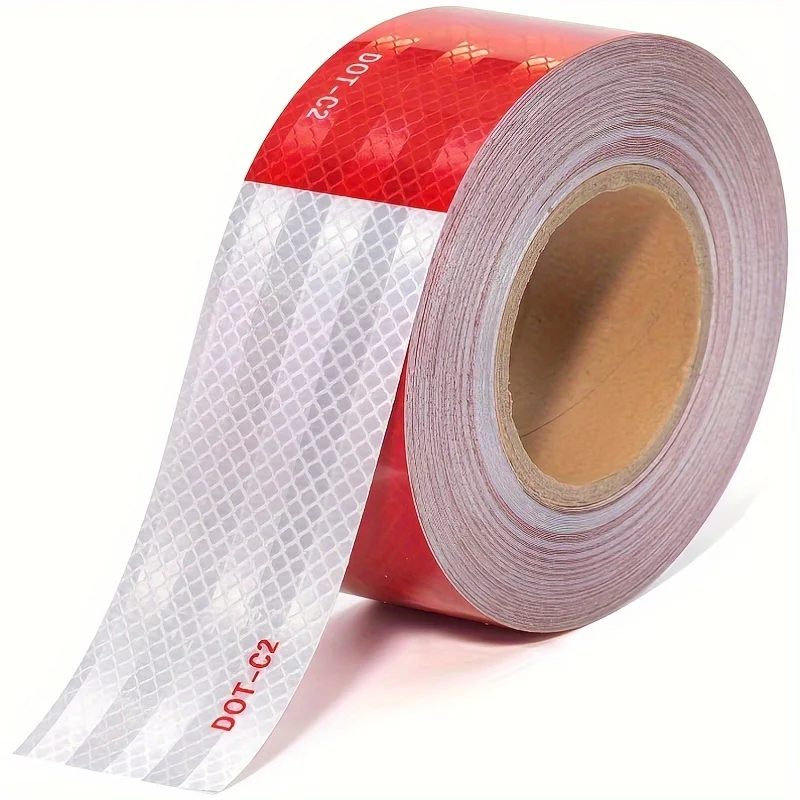 1pc Reflective Safety Tape DOT-C2 Waterproof Red And White Adhesive Conspicuity Tape For Trailer, Outdoor, Cars, Trucks