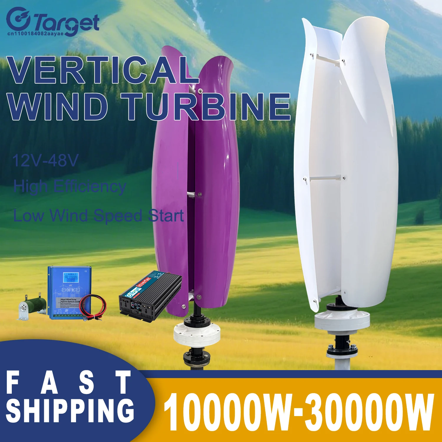 System Vertical Wind Turbine Generator 10000W 30KWH/Day 12V 24V 48V Wind Mill Power Generator For Household 220V Home Appliance