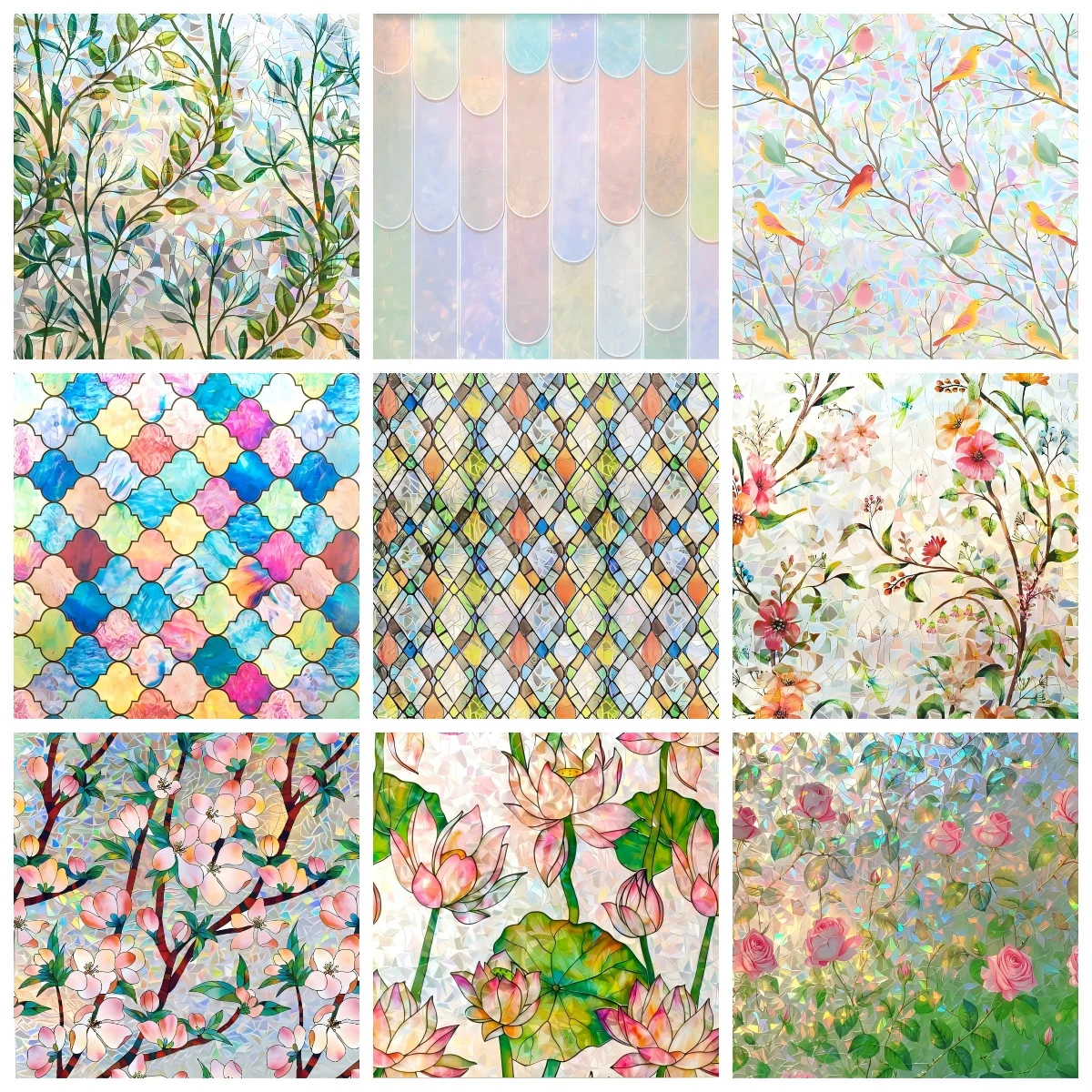 Rainbow Window Privacy Film Heat Control UV Blocking Anti-Glare Day & Night Privacy Protection Decoration for Home Glass Sticker