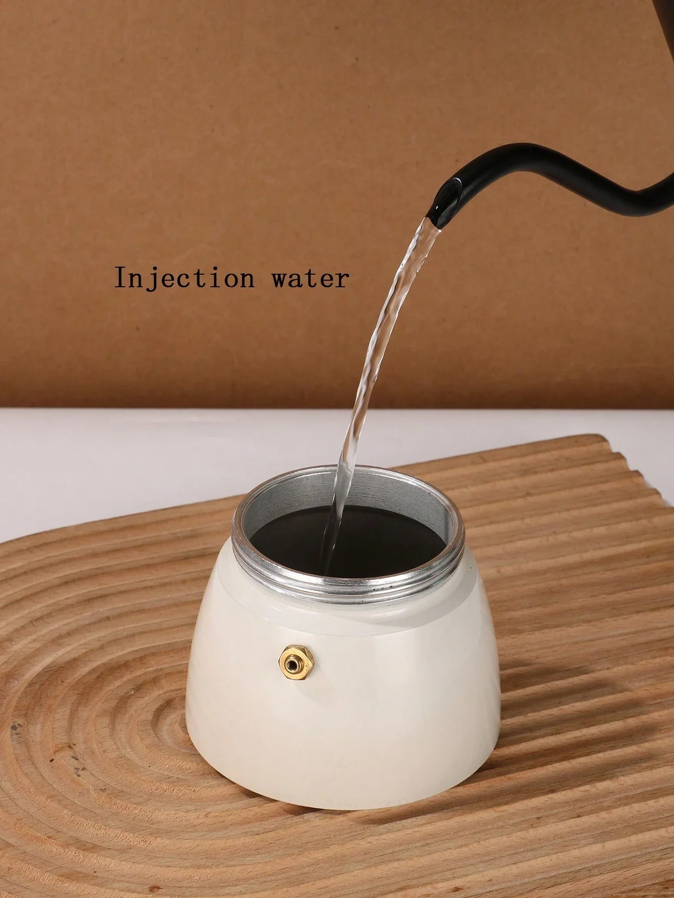 1pc Mocha Pot Manual Espresso Cup With Wood Grain Handle, Single Valve, 3 Cups/150ml Capacity, Espresso Maker