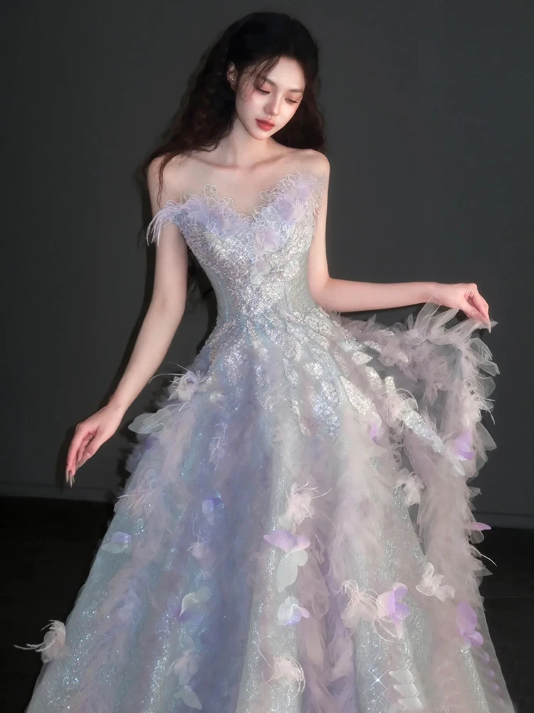 Элегантное вечернее платье для выпускного вечера с блестящими пайетками и аппликацией на пуговицах и бисером Платье для выпускного вечера Свадебные платья на шнуровке сзади