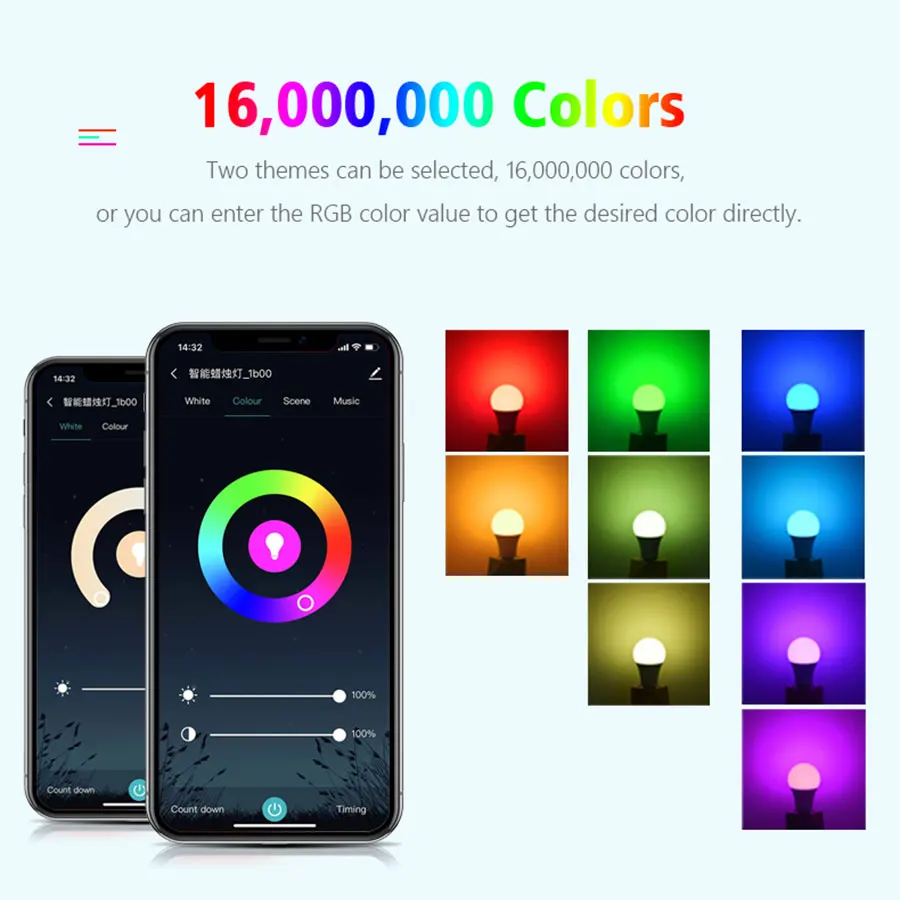 220V 5W 7W 9W Tuya Smart Wi-Fi LED Bulb E14 Candle Light Dimmable RGB Lamp Smart Life APP Control Works with Alexa Google Home