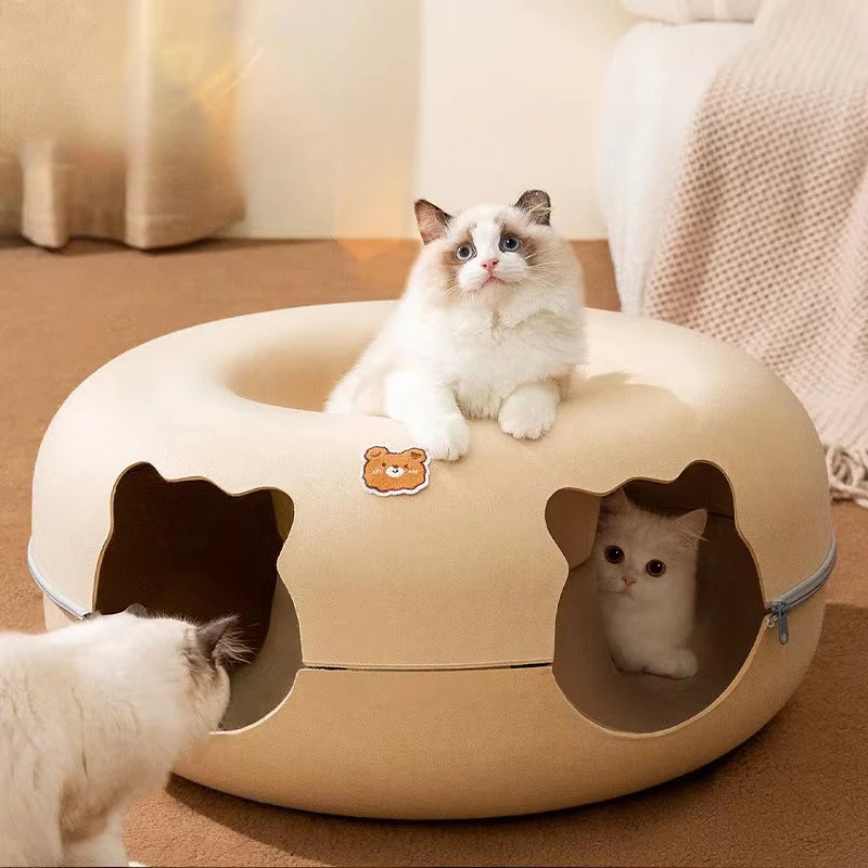 New cross-border zipper cat tunnel animal modeling felt tunnel nest cat toy cat rolling cage