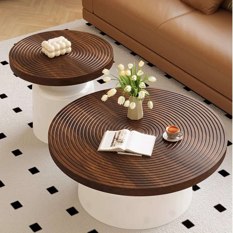 

European Round Coffee Table Minimalist Simple Luxury Elegant Coffee Table Smooth Textured Stolik Kawowy Living Room Furniture