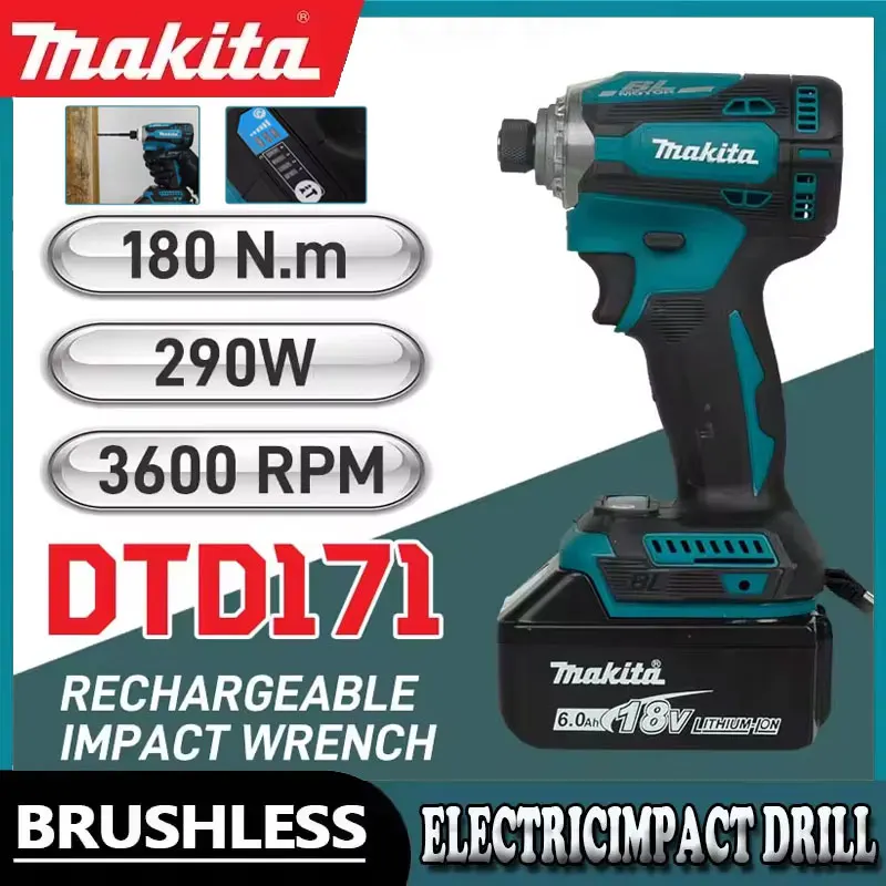 

Makita DTD171 Brushless Impact Driver Rechargeable Screwdriver Drills Cordless Power Tools 18V BL Motor Bare Tool Unit Tools
