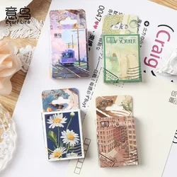 JIANWU 46 Pcs Vintage Decoration Label Boxed Stickers Literature Art Journal Collage Material Scrapbooking Stickers Stationery