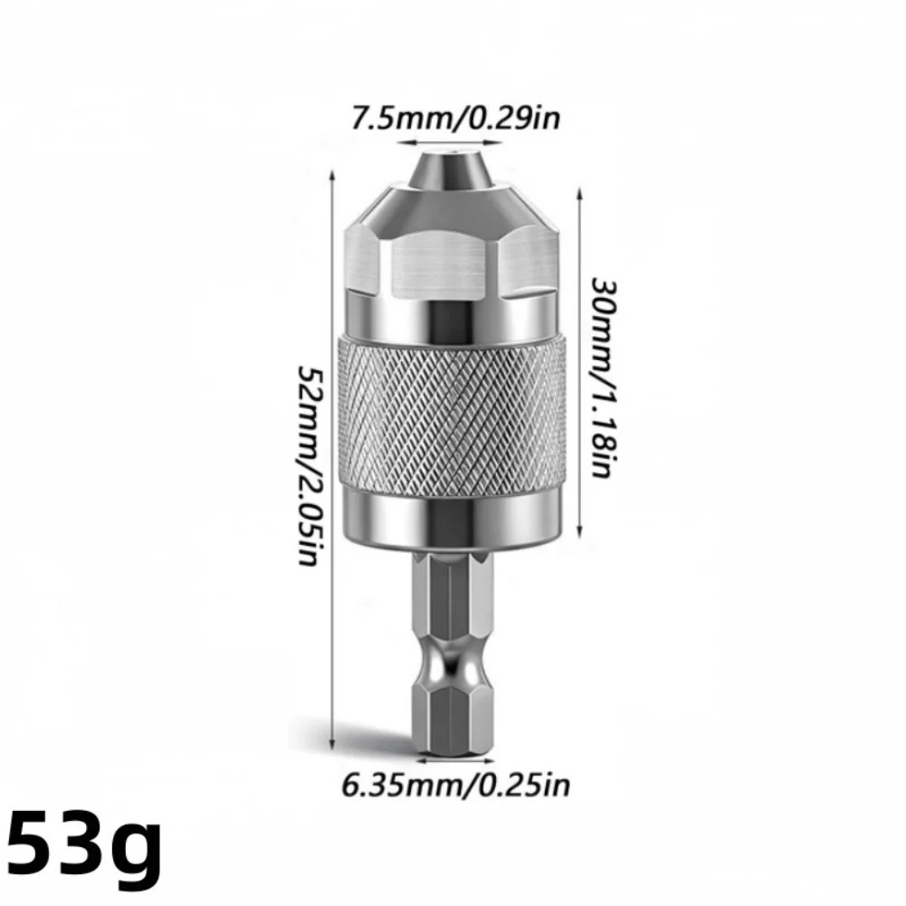 رأس محول مفك براغي مثقاب مع عمود ناعم أسود فضي ثلاثة فك تشاك 1.5-6.5 مللي متر + عمود ناعم أسود