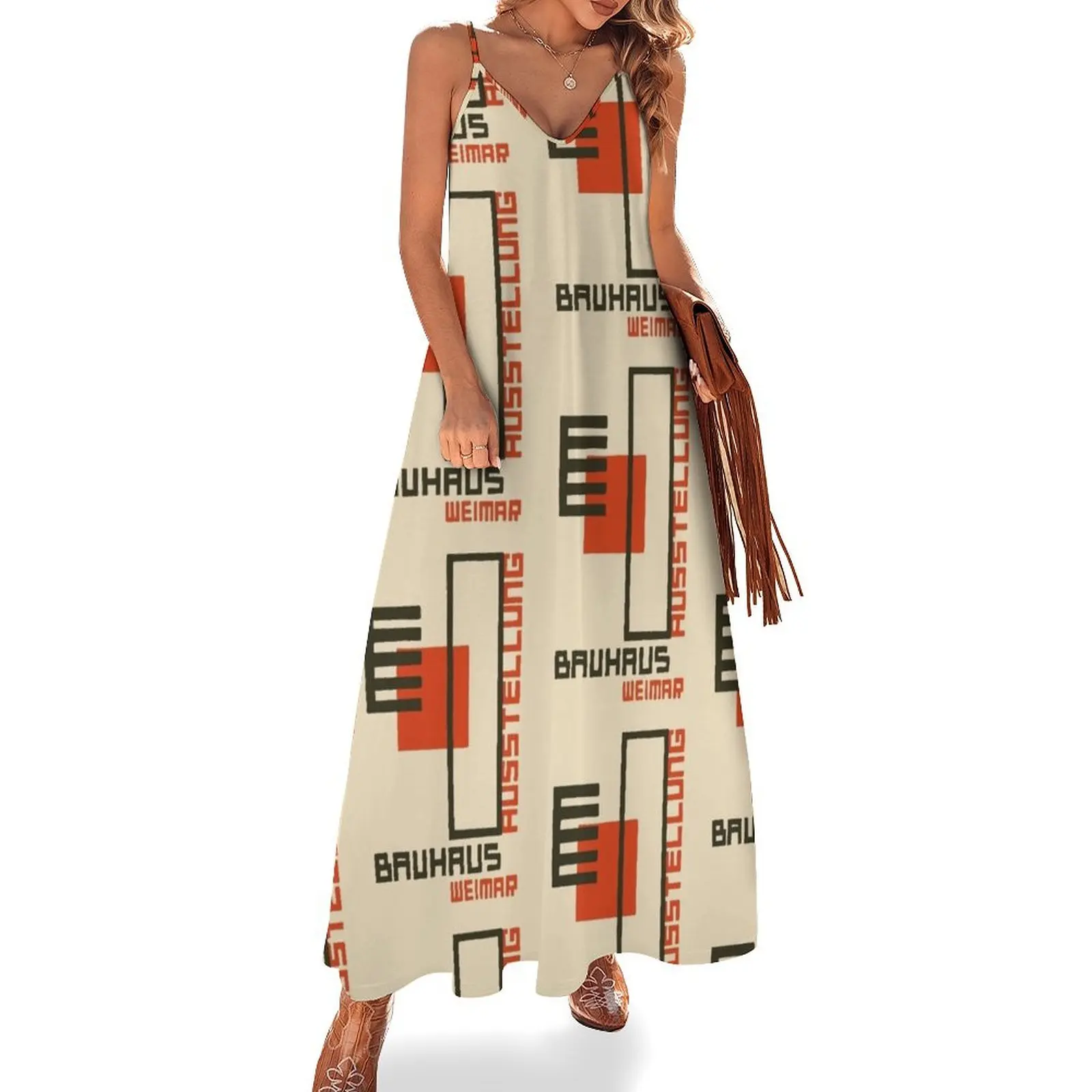 

Bauhaus Exhibition Poster 1920s Exhibition Sleeveless Long Dress wedding guest dress 2025 party dress women elegant luxury